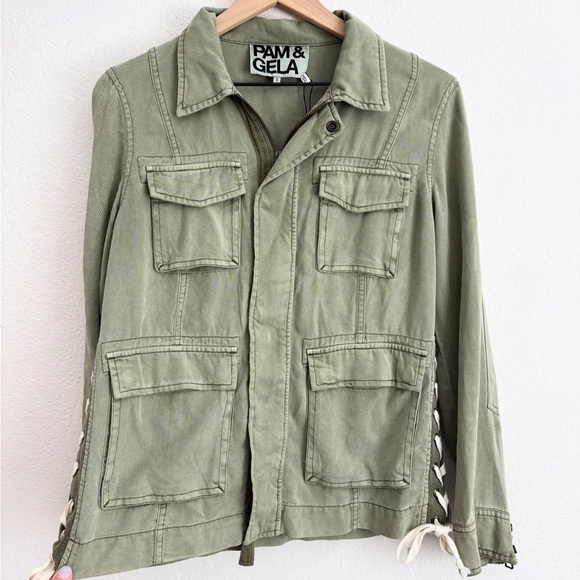 Pam & Gela Olive Lace-Up Jacket - Picture 1 of 7